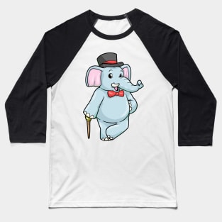 Elephant as Gentleman with Hat & Bow tie Baseball T-Shirt